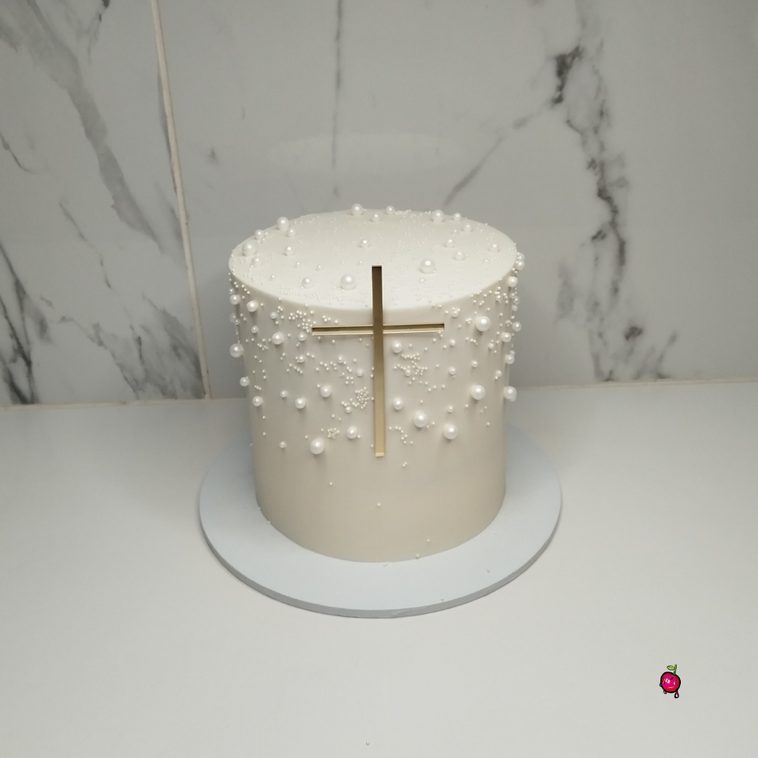 Christening Cake With Pearls