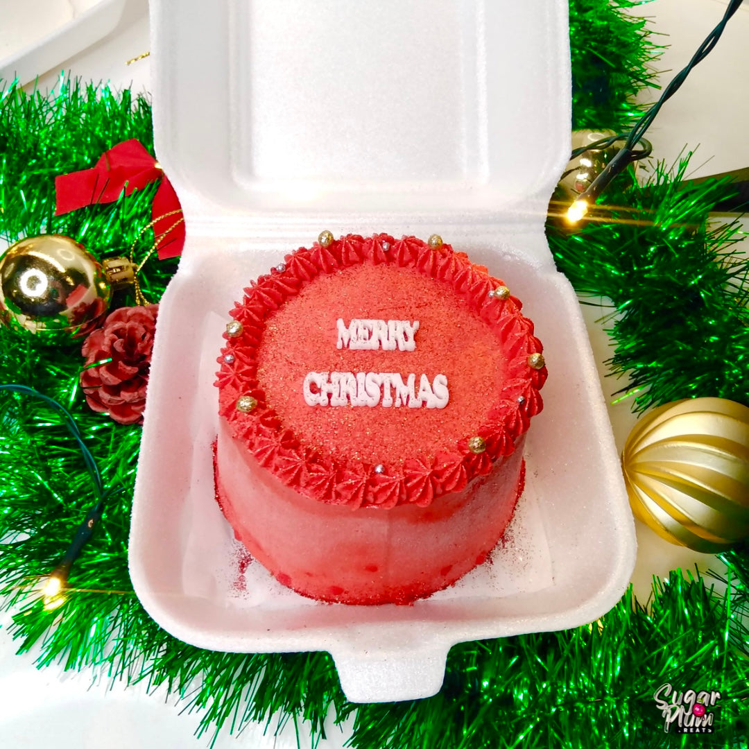 “Merry Christmas” Bento- Lunchbox Cake (Red)