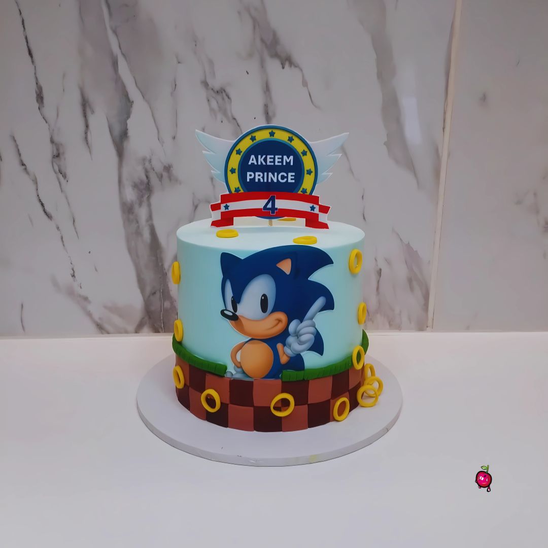 Sonic The Hedge Hog Themed Birthday Cake