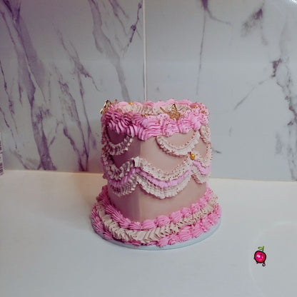 Vintage Pink and Nude Calendar Burn-away Heart Cake