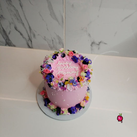 Edible Flowers on Mom's Birthday Cake