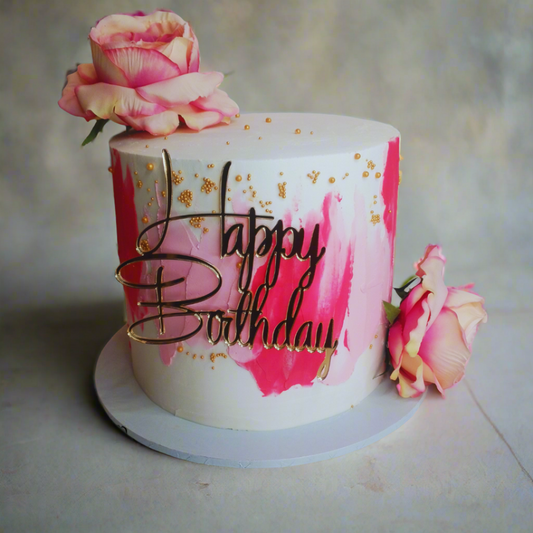 Pink Roses Birthday Cake