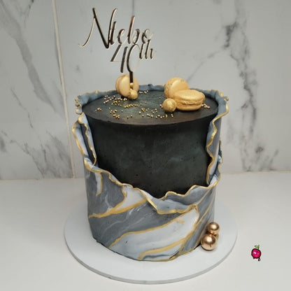 40th Birthday Black Marble Cake – Custom Celebration Cake Johannesburg