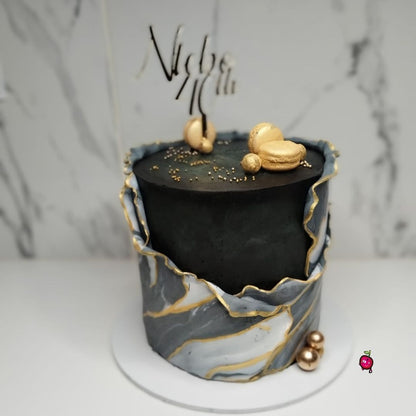 40th Birthday Black Marble Cake – Custom Celebration Cake Johannesburg
