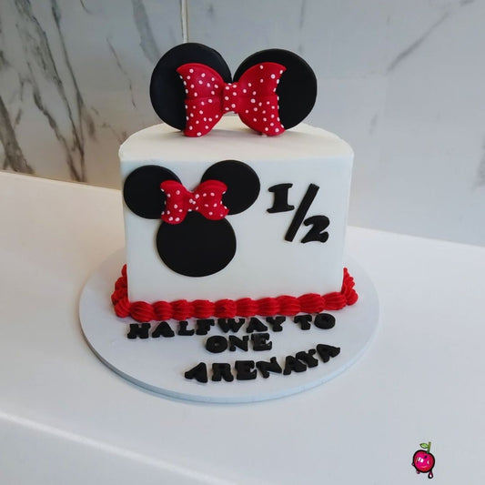 Minnie Mouse Halfway to One Cake - Red & White