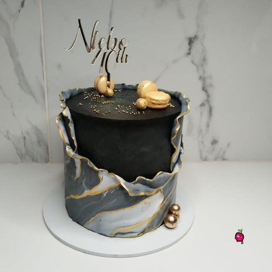 40th Birthday Black Marble Cake – Custom Celebration Cake Johannesburg