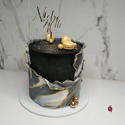 40th Birthday Black Marble Cake – Custom Celebration Cake Johannesburg