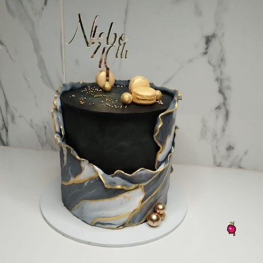 40th Birthday Black Marble Cake – Custom Celebration Cake Johannesburg