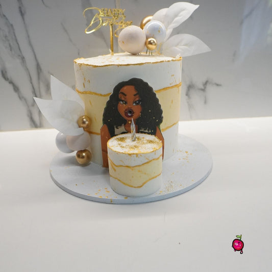 White and Gold Wifey's Birthday Cake