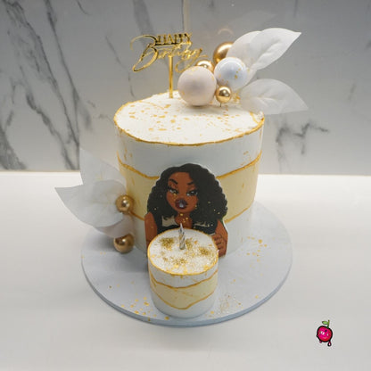 White and Gold Wifey's Birthday Cake