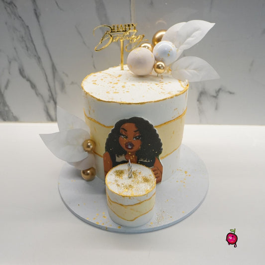 White and Gold Wifey's Birthday Cake