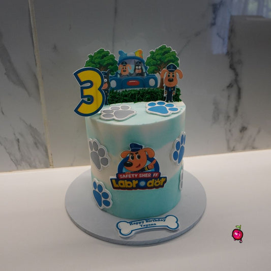 Safety Sherrif Labrador Themed Birthday Cake
