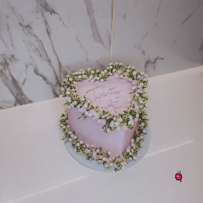 Twenty Ate Heart Cake with Small Flowers