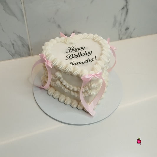 Vintage Birthday & Proposal Burn-Away Heart Cake with Ribbons