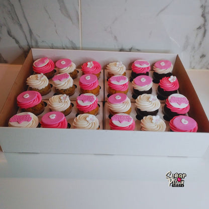 Pink & White Theme Color Birthday Cupcakes