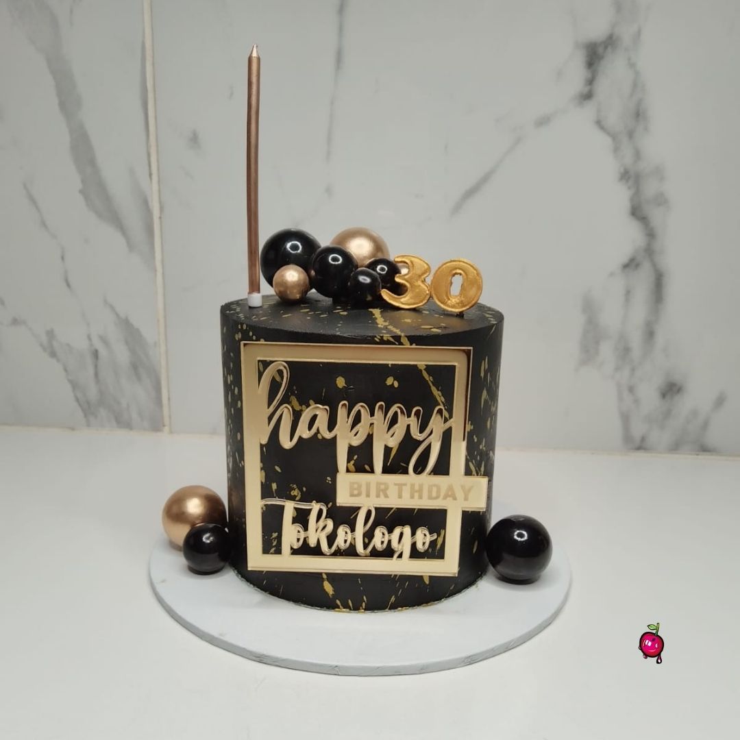 Black & Gold 30th Birthday Mini Cake