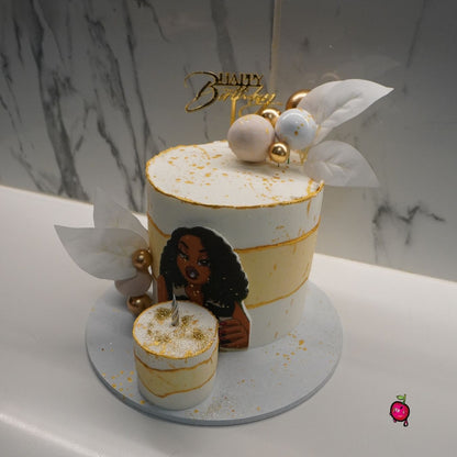 White and Gold Wifey's Birthday Cake