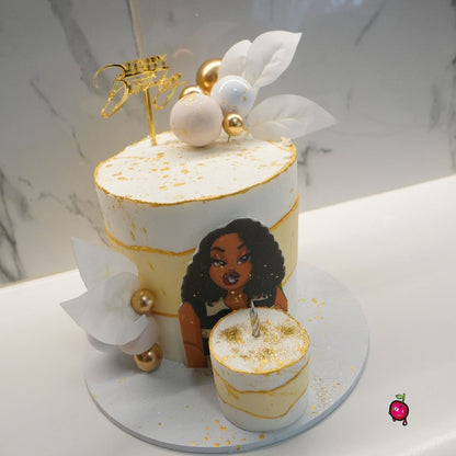 White and Gold Wifey's Birthday Cake