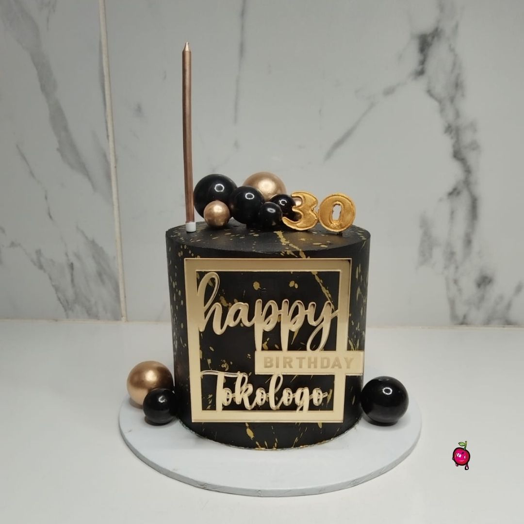 Black & Gold 30th Birthday Mini Cake
