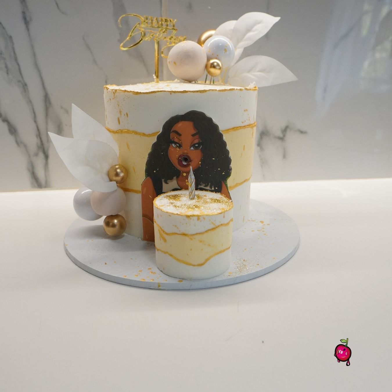 White and Gold Wifey's Birthday Cake
