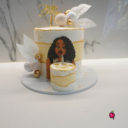 White and Gold Wifey's Birthday Cake