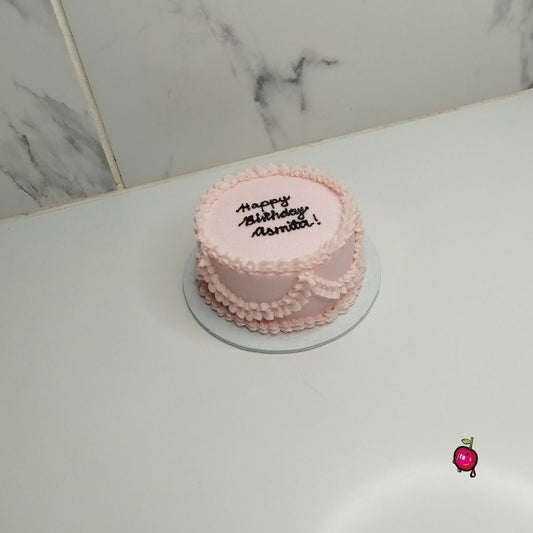 Vintage Pastel Pink & Black Birthday Bento Cake
