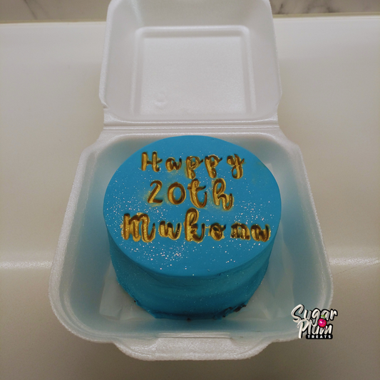Blue 20th Birthday Lunchbox Cake