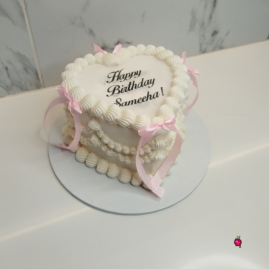Vintage Birthday & Proposal Burn-Away Heart Cake with Ribbons