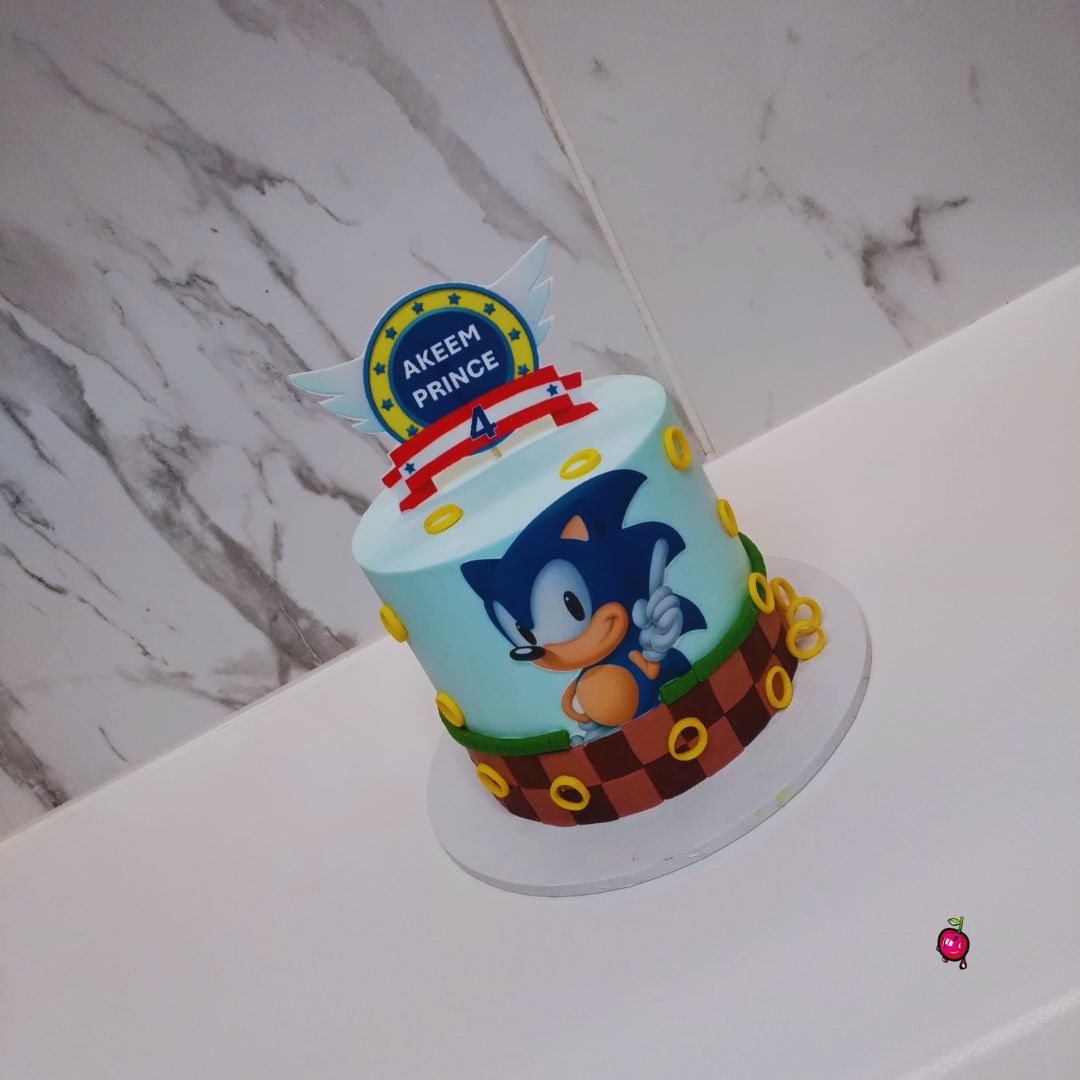 Sonic The Hedge Hog Themed Birthday Cake