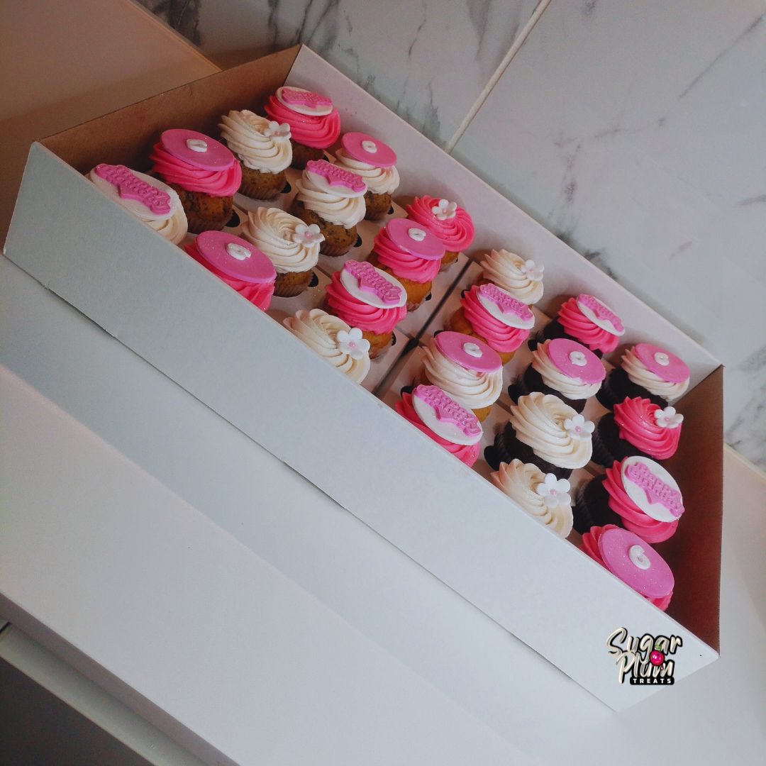 Pink & White Theme Color Birthday Cupcakes