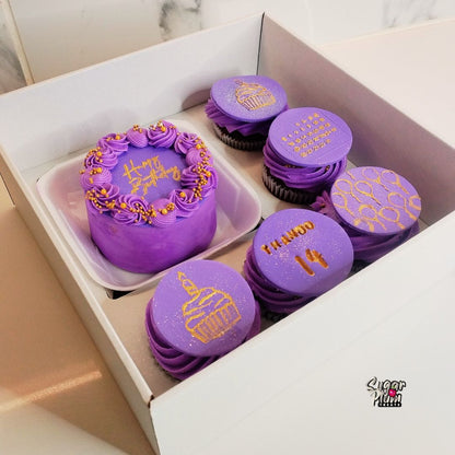 Happy Birthday Box Set with Toppers (Purple & Gold)