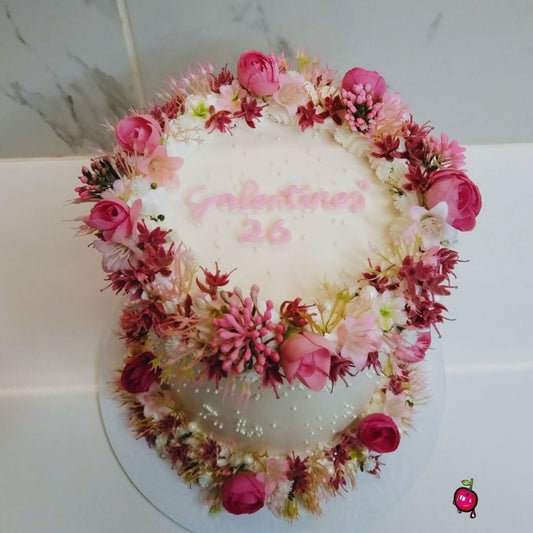 Bridgerton Themed Floral Cake