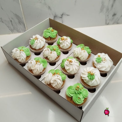 White & Lime Green Cupcakes