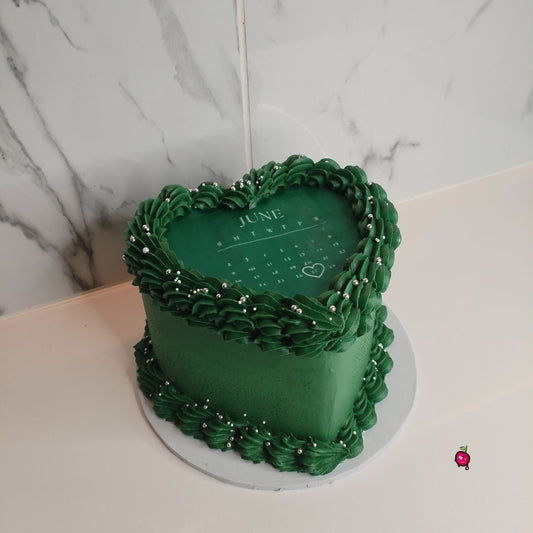 June Green Burn-away Heart Cake