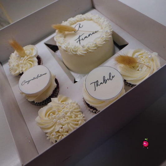 A Fiancé (Congrats) Bento Cake & Cupcakes