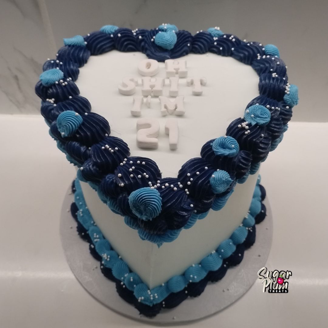 Blue and White Heart Cake