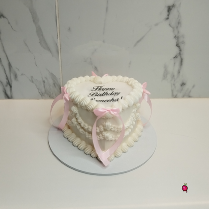 Vintage Birthday & Proposal Burn-Away Heart Cake with Ribbons