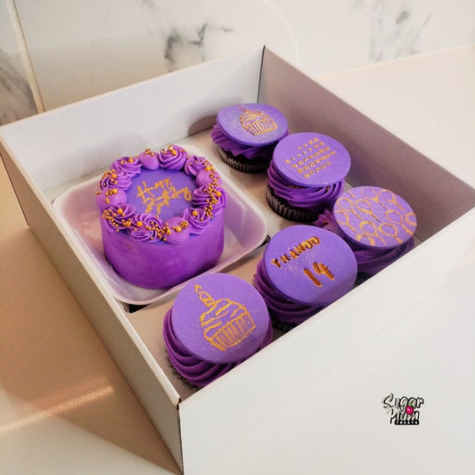 Happy Birthday Box Set with Toppers (Purple & Gold)