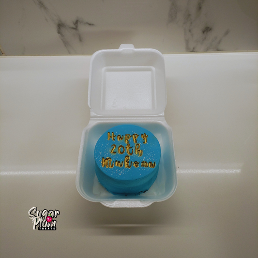 Blue 20th Birthday Lunchbox Cake