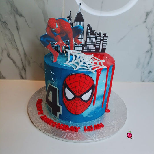 Spiderman Web Themed Birthday Cake