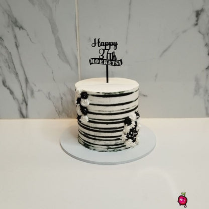 "Happy 37th Birthday in Black & White" Themed Cake