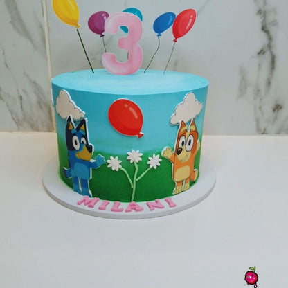 Bluey Themed 3rd Birthday Cake