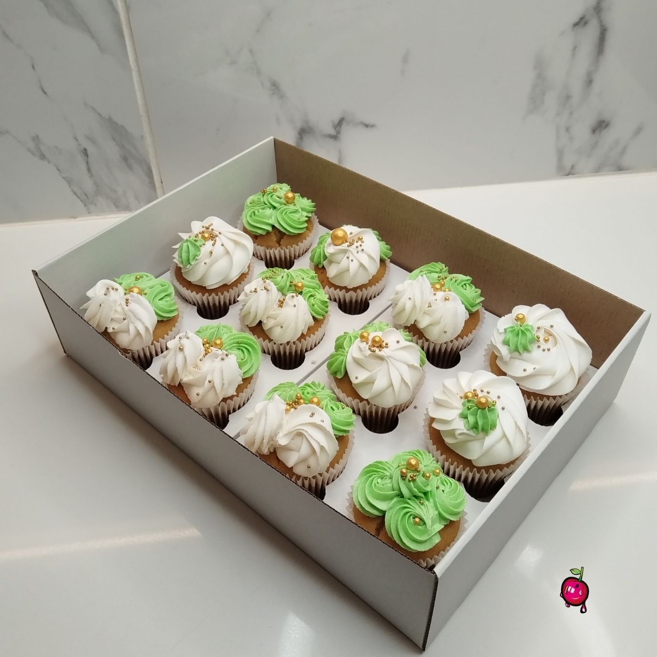 White & Lime Green Cupcakes