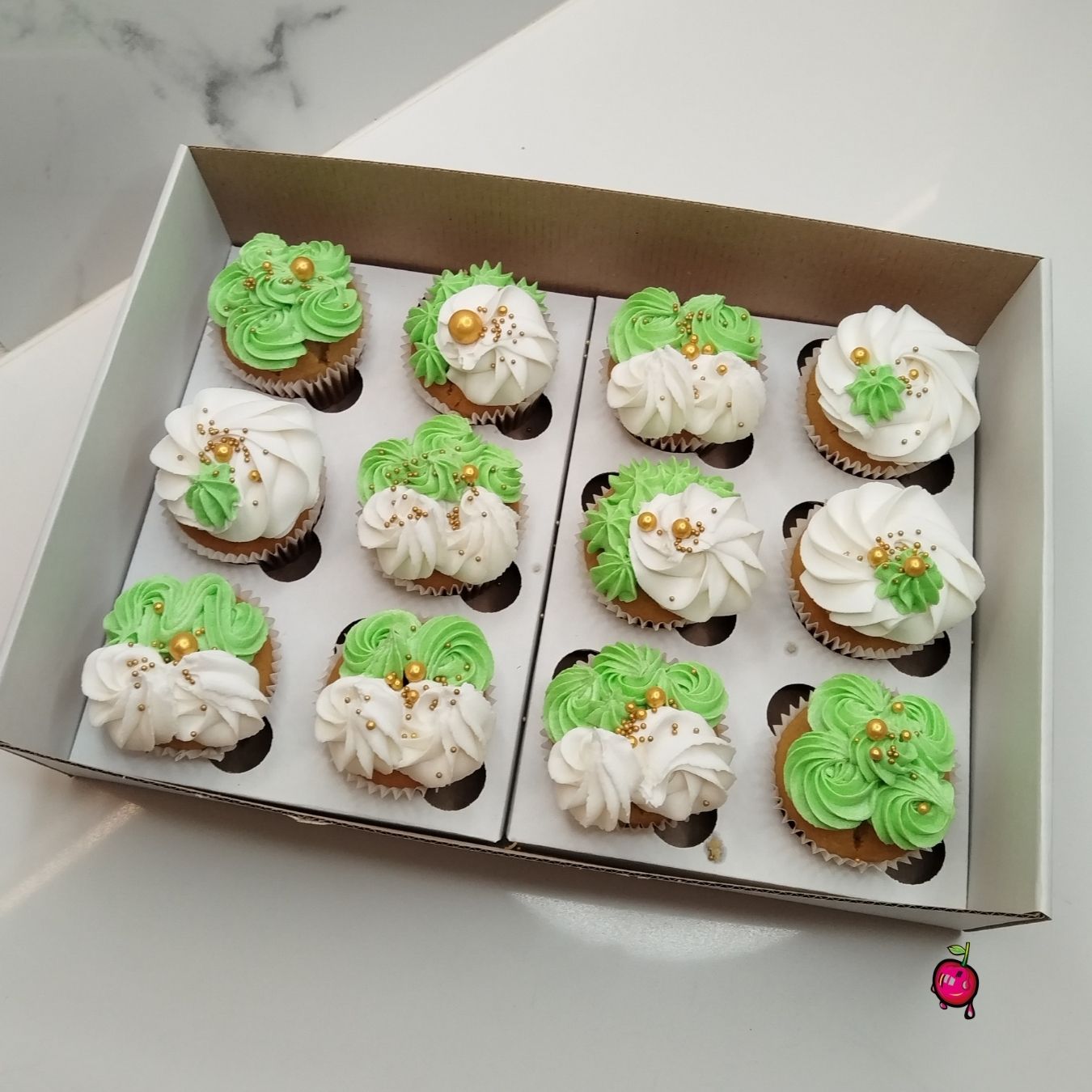 White & Lime Green Cupcakes