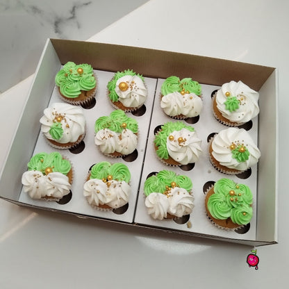 White & Lime Green Cupcakes
