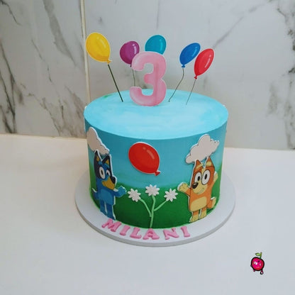 Bluey Themed 3rd Birthday Cake