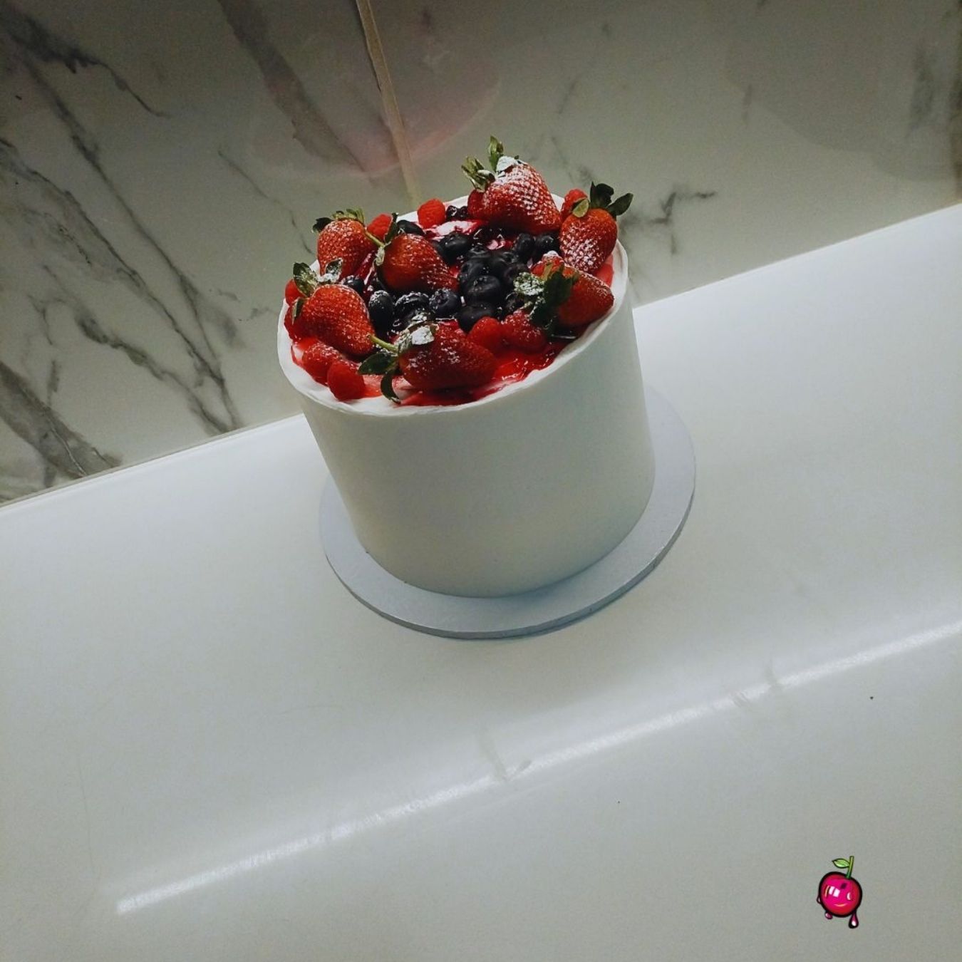 Vanilla & Chocolate Cake with Mixed Berries on Top (Full)
