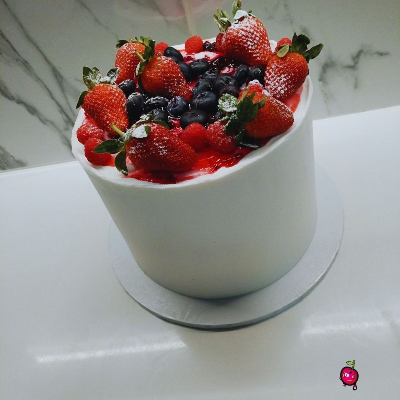 Vanilla & Chocolate Cake with Mixed Berries on Top (Full)
