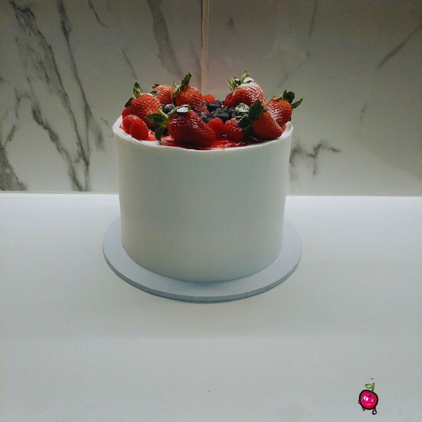 Vanilla & Chocolate Cake with Mixed Berries on Top (Full)