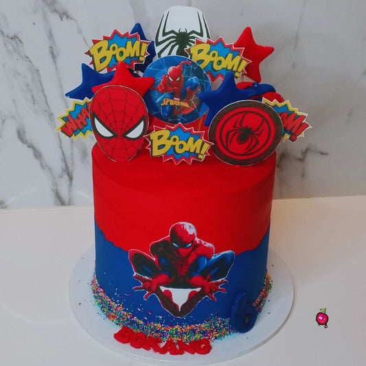 Spiderman Boom Pow Birthday Cake